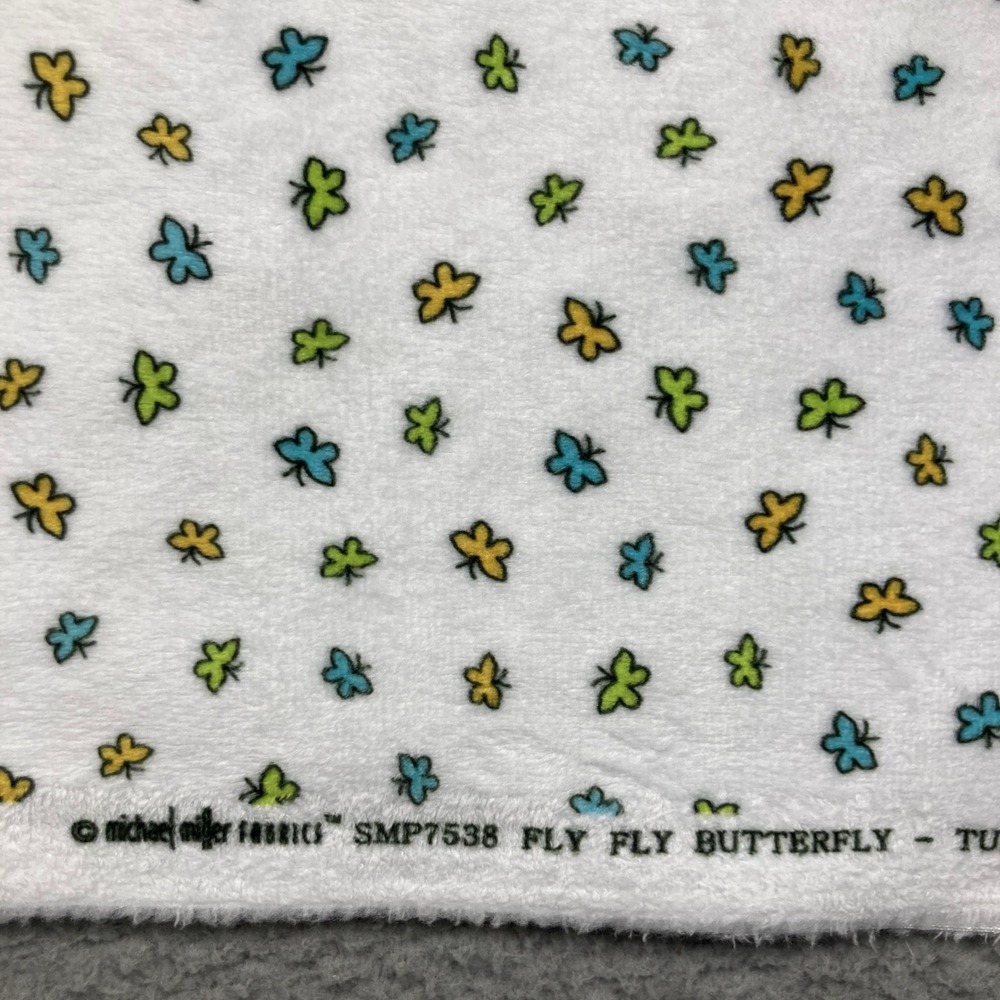 Michael Miller Fly Fly Butterfly Fabric 1 yd x 59 in White Turquoise Minky
